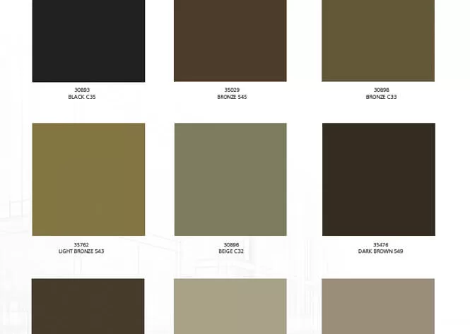 Nuancier Anodite Sherwin-Williams avec 9 teintes d’anodisation pour revêtements aluminium.