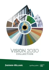Présentation de la collection Vision 2030 de Sherwin-Williams avec une roue de couleurs pour architecture.