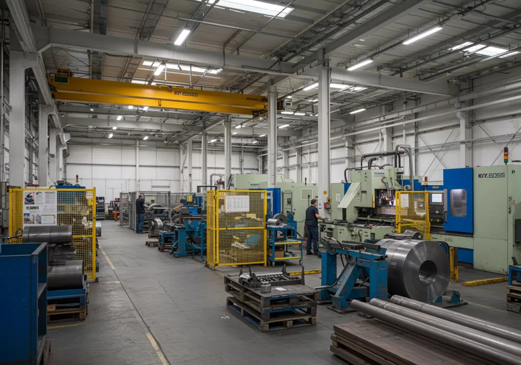 Bâtiment industriel moderne avec façade métallique en acier ou aluminium, illustrant la qualité de transformation et la précision de COMAT METAL INDUSTRIE.